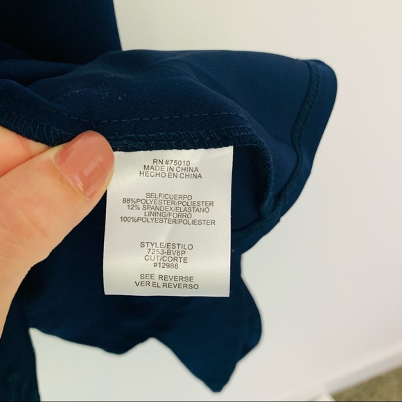 Dress Navy Blue Fit and Flare Dress Cocktail - Picture 6 of 7